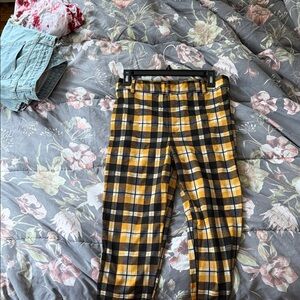 Forever 21 Yellow and Black Plaid Pants